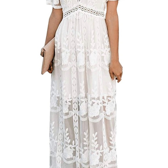 New Women's Deep V Neck Floral Lace dress - small - Picture 2 of 8